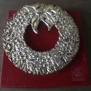 Gorham Electroplated Silver Christmas Wreath‎ 1982 Made In Italy